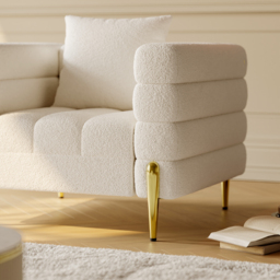 White Boucle Accent Chair Modern Modular Arm Chair	Set of 2 - thumbnail 6