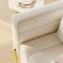 White Boucle Accent Chair Modern Modular Arm Chair	Set of 2 - thumbnail 9