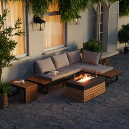 Smokeless Propane Outdoor Fire Pit Table Rectangular Patio Furniture Firepit in Aluminium Alloy (100 cm High) - thumbnail 4