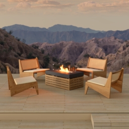 Smokeless Propane Outdoor Fire Pit Table Rectangular Patio Furniture Firepit in Aluminium Alloy (100 cm High) - thumbnail 7