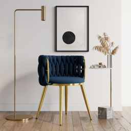 Sweave Nordic Dining Chairs Velvet Upholstery Blue Barrel Back Round Accent Dining Room Chairs - thumbnail 3