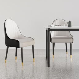 Darg Modern PU Leather Dining Room Chairs 8-Pieces in White & Black with Metal Legs - thumbnail 2