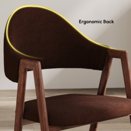 Set of 2 Boucle Dining Chair Upholstered Curved Back Modern Brown Dining Room Chairs - thumbnail 7