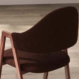 Set of 2 Boucle Dining Chair Upholstered Curved Back Modern Brown Dining Room Chairs - thumbnail 9