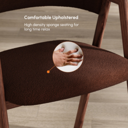 Set of 2 Boucle Dining Chair Upholstered Curved Back Modern Brown Dining Room Chairs - thumbnail 8