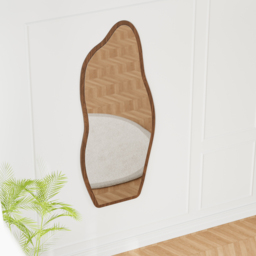 Freestanding Mirror with Wooden Frame in Dark Brown, Organic Shape, 160 cm High, Modern Style ???????? British English - thumbnail 3