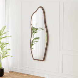 Freestanding Mirror with Wooden Frame in Dark Brown, Organic Shape, 160 cm High, Modern Style ???????? British English - thumbnail 2