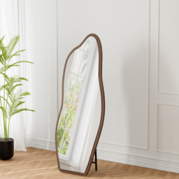 Freestanding Mirror with Wooden Frame in Dark Brown, Organic Shape, 160 cm High, Modern Style ???????? British English - thumbnail 6