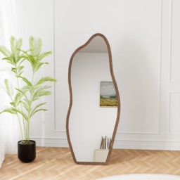 Freestanding Mirror with Wooden Frame in Dark Brown, Organic Shape, 160 cm High, Modern Style ???????? British English - thumbnail 5