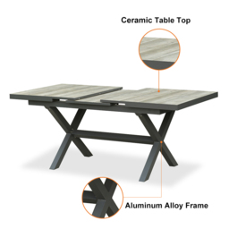 9-Piece Outdoor Extendable Dining Set with 8 Rope Weave Chairs (1631 mm - 2141 mm) in Grey - thumbnail 9