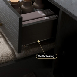 Modern 100 cm Floating Black Bathroom Vanity Stone Top Wall Mounted Bathroom Cabinet - thumbnail 8