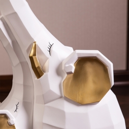 White & Gold End Table with Tray Top Decor Elephant Shape Side Table - thumbnail 5