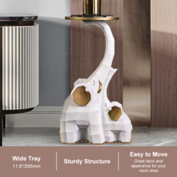 White & Gold End Table with Tray Top Decor Elephant Shape Side Table - thumbnail 7