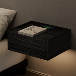 Wooden Floating Bedside Table Modern Bedside Table with Charging Station - thumbnail 2