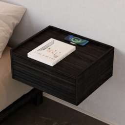 Wooden Floating Bedside Table Modern Bedside Table with Charging Station - thumbnail 3