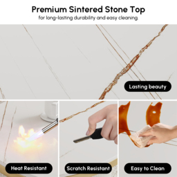 Round 2-Piece Nesting Set Sintered Stone Top Beige Coffee Table with Drawer - thumbnail 9