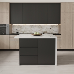 1270mm Modern Kitchen Island  Laminate & 2 Counter Stools Set Storage Cabinet - thumbnail 7
