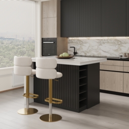 1270mm Modern Kitchen Island  Laminate & 2 Counter Stools Set Storage Cabinet - thumbnail 3