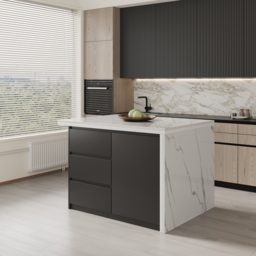 1270mm Modern Kitchen Island  Laminate & 2 Counter Stools Set Storage Cabinet - thumbnail 6