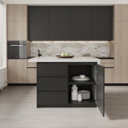 1270mm Modern Kitchen Island  Laminate & 2 Counter Stools Set Storage Cabinet - thumbnail 8