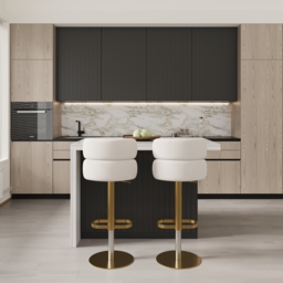 1270mm Modern Kitchen Island  Laminate & 2 Counter Stools Set Storage Cabinet - thumbnail 2