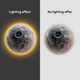 Moon-Shaped LED Wall Clock Modern Round Decor Art Living Room Bedroom - thumbnail 9
