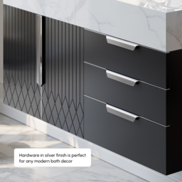 Aro 900mm Black Wall Mounted Bathroom Vanity Drawers Faux Marble Top - thumbnail 7