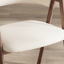 Set of 8 Linen Dining Chair Upholstered Curved Back Modern Warm White Dining Room Chairs - thumbnail 8