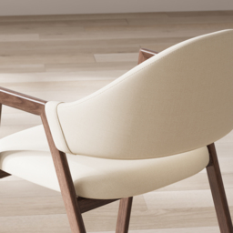 Set of 8 Linen Dining Chair Upholstered Curved Back Modern Warm White Dining Room Chairs - thumbnail 8