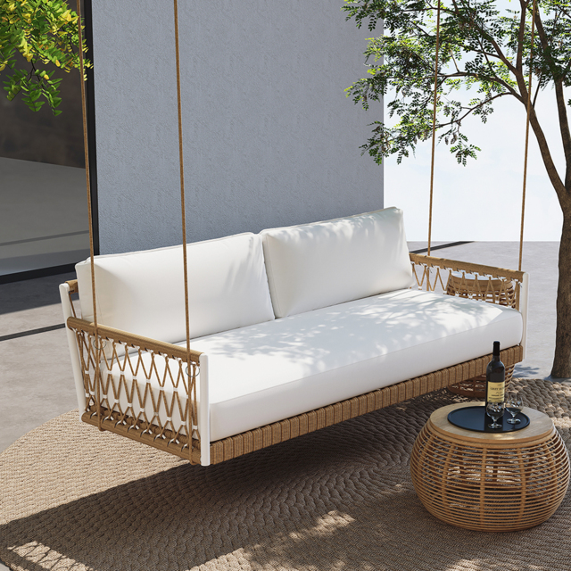 Ropipe Outdoor Aluminium & Rope Weave 2-Seater Swing Sofa in White - image 1