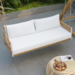 Ropipe Outdoor Aluminium & Rope Weave 2-Seater Swing Sofa in White - thumbnail 8