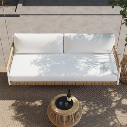 Ropipe Boho 1-Seater Khaki Woven Rope Garden Patio Swing Sofa with Grey Cushion - thumbnail 5
