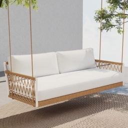 Ropipe Outdoor Aluminium & Rope Weave 2-Seater Swing Sofa in White - thumbnail 9