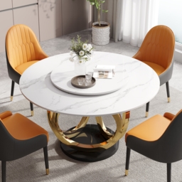 150 cm Large Round Lazy Susan Dining Table for 6 People White - thumbnail 3
