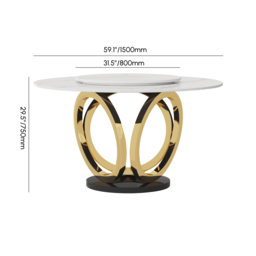 150 cm Large Round Lazy Susan Dining Table for 6 People White - thumbnail 7
