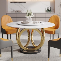 150 cm Large Round Lazy Susan Dining Table for 6 People White - thumbnail 2