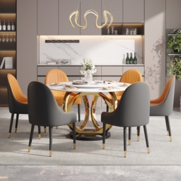 150 cm Large Round Lazy Susan Dining Table for 6 People White - thumbnail 4