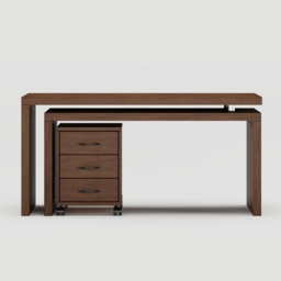 Modern L Shaped Executive Office Desk with with Movable File Cabinet Walnut Swivel Desk Office Furniture (1520mm ) - thumbnail 6