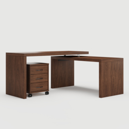 Modern L Shaped Executive Office Desk with with Movable File Cabinet Walnut Swivel Desk Office Furniture (1520mm ) - thumbnail 8