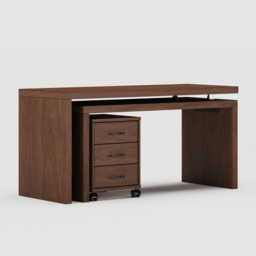 Modern L Shaped Executive Office Desk with with Movable File Cabinet Walnut Swivel Desk Office Furniture (1520mm ) - thumbnail 7