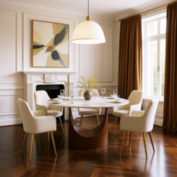 "47"" Pandora Glossy Faux Marble Dining Table Round with Stainless Base for 6 People" - thumbnail 8