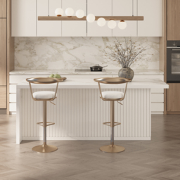 "72"" Large Kitchen Island & 2 Bar Height Stools Set Adjustable & Swivel Kitchen Chairs with Storage Kitchen Cabinet Marble Veneered Top" - thumbnail 3