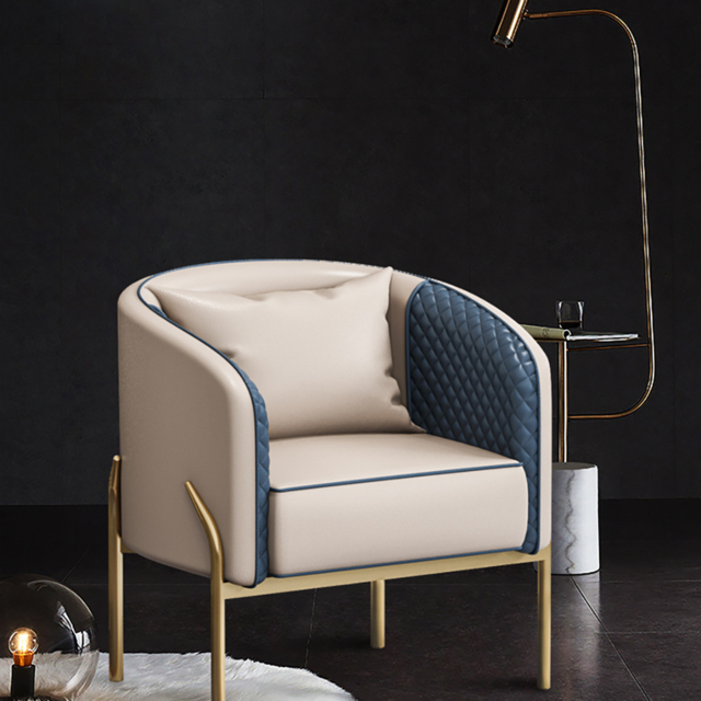 Modern Accent Chair Tufted Upholstered PU Leather Accent Chair in Gold - image 1