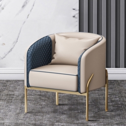 Modern Accent Chair Tufted Upholstered PU Leather Accent Chair in Gold - thumbnail 2