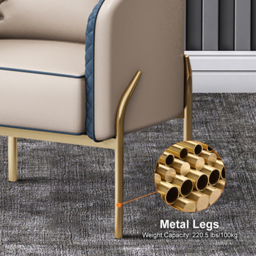 Modern Accent Chair Tufted Upholstered PU Leather Accent Chair in Gold - thumbnail 8