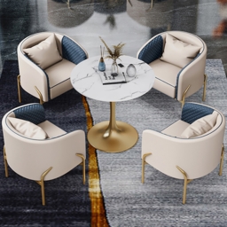 Modern Accent Chair Tufted Upholstered PU Leather Accent Chair in Gold - thumbnail 4