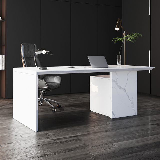 Modern White Wooden Home Office Desk with Movable File Cabinet Office Furniture (1520mm) - image 1