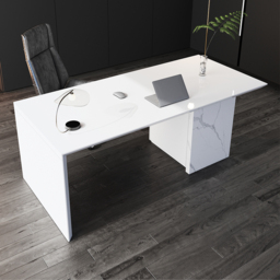 Modern White Wooden Home Office Desk with Movable File Cabinet Office Furniture (1520mm) - thumbnail 2
