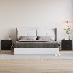 Modern Smart Bedside Table with Light 2 Drawer Bedside Table with Charging Station - thumbnail 5