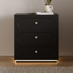 Modern Smart Bedside Table with Light 2 Drawer Bedside Table with Charging Station - thumbnail 2